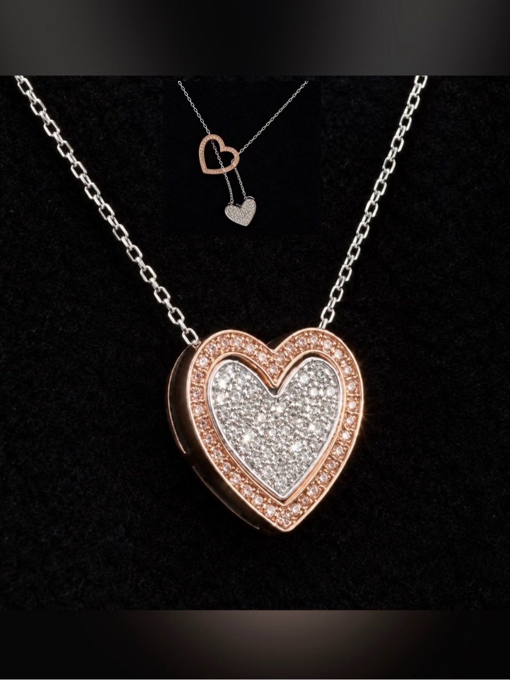 Swarovski Cupid Double Heart Crystal Pendant Adjustable Necklace 5113778